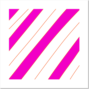 Pink red stripes retro art design Posters and Art